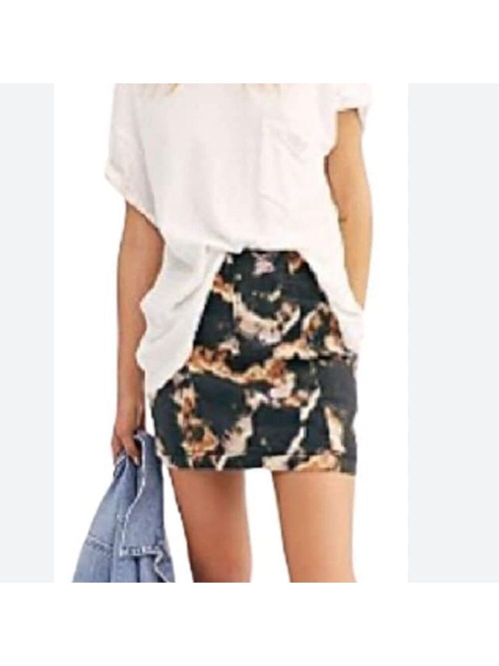 Free people midnight combo Tie-Dye denim Mini Skirt size 2